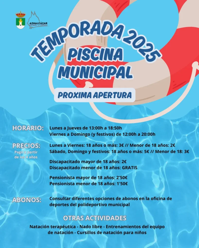 Precios y horarios de la piscina municipal de Aznalcázar