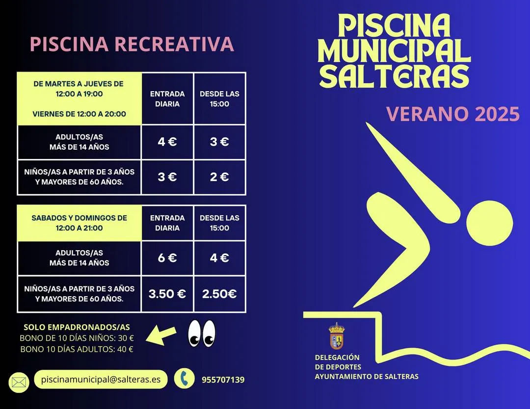 Precios y horarios de la piscina municipal de Salteras