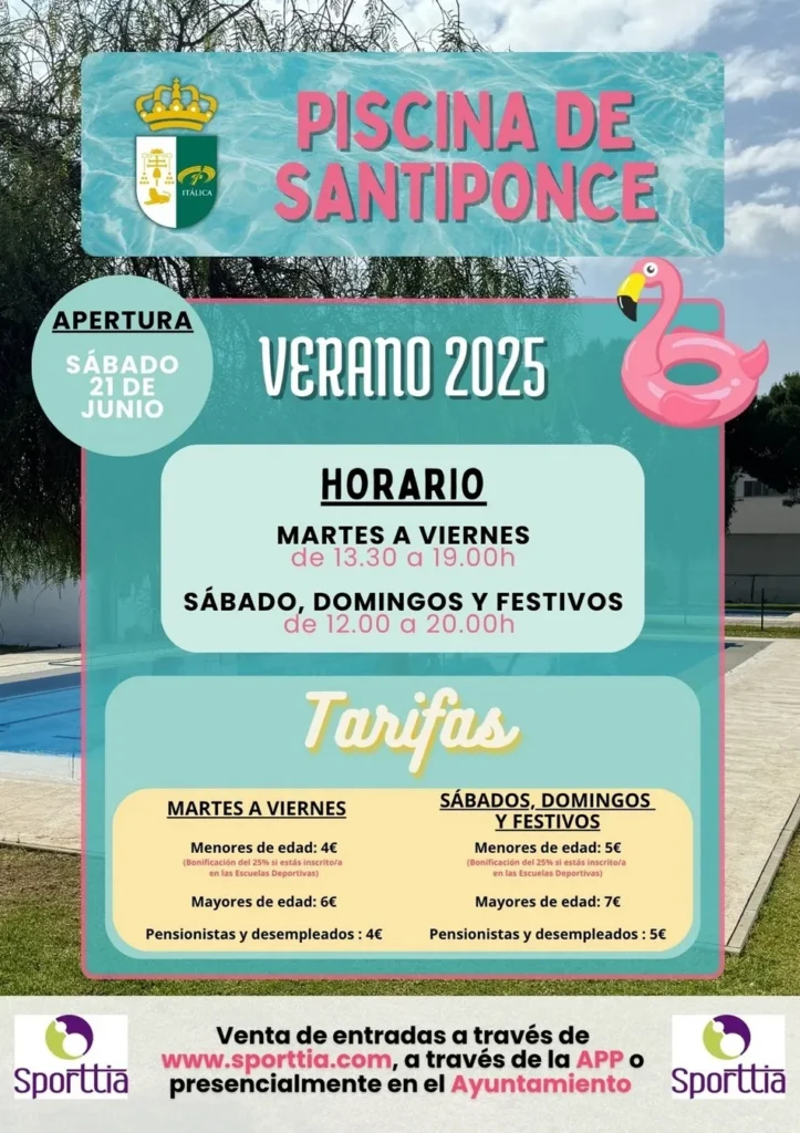 Precios y horarios de la piscina municipal de Santiponce