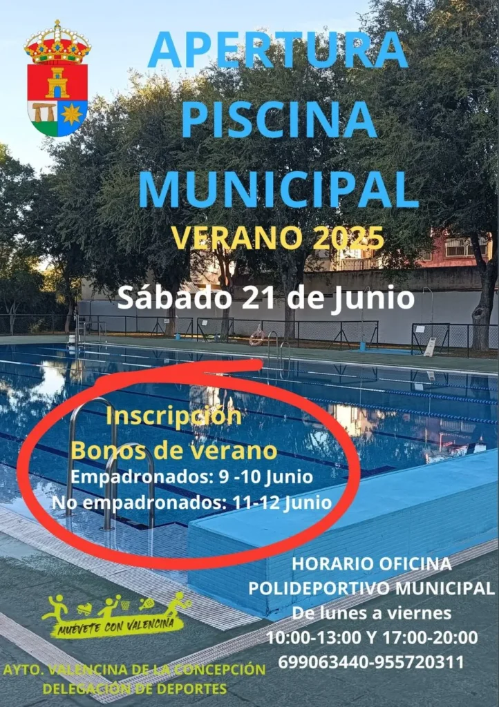 Precios y horarios de la piscina municipal de Valencina de la Concepción